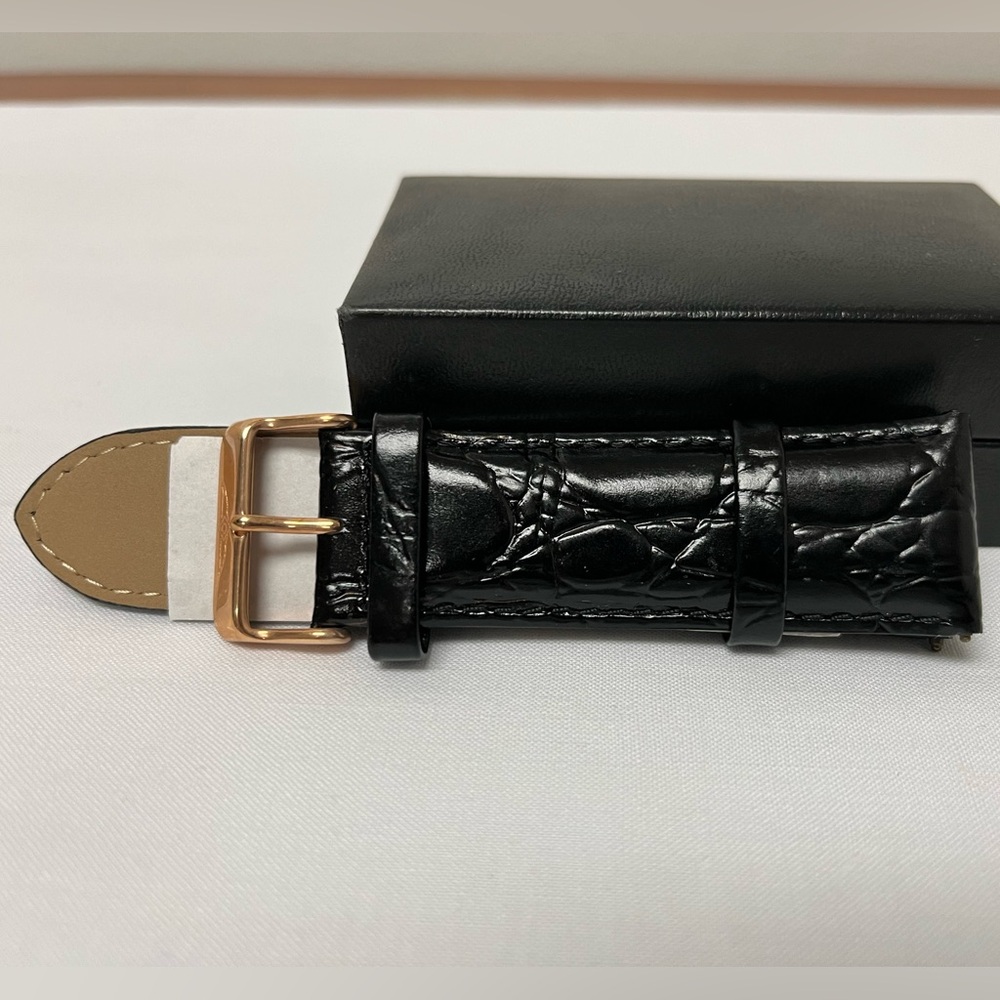 INVICTA Genuine Leather Black Croc Embossed Watch Band